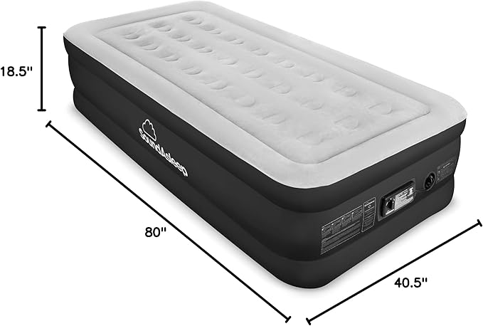 SoundAsleep Products Dream Series Luxury Air Mattress ComfortCoil Technology Built-in High Capacity Pump for Home Camping- Double Height Adjustable Inflatable Blow Up Portable (Twin XL Size)