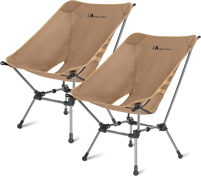 MOON LENCE Portable Camping Chair Plus Larger &amp Roomier Compact and Lightweight Still Folding Chair for Backpacking &amp Hiking 330Lbs Capacity (Desert Rust-2pack)