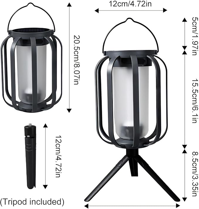 Solar Lanterns Outdoor Waterproof Garden Decor Flickering Flame Hanging Solar Lights with Tripod Decoration Outside for Yard Patio Backyard Garden Ideal Gifts for Women Mom Grandma
