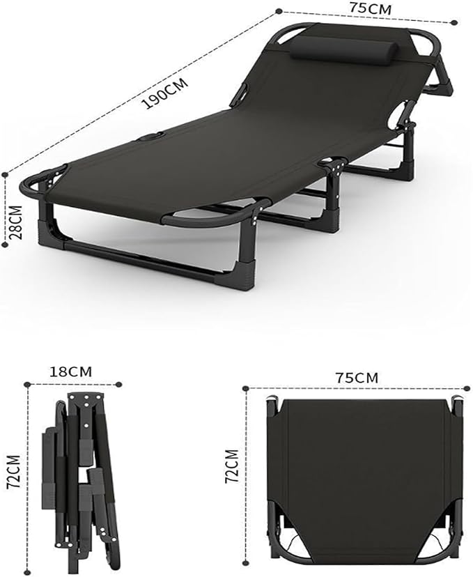 Folding Camping CotCamping Cot for Adults Adjustable 4-Position Adults Folding Bed with Pillow Sleeping Cots with Storage Bag 75cm Extra Wide Bed Surface Holds Up to 440 Lbs