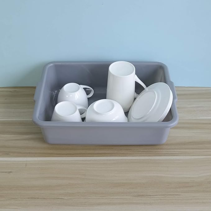 Bringer 4-Pack Gray Commercial Bus Tubs 8 L Small Plastic Bus Box