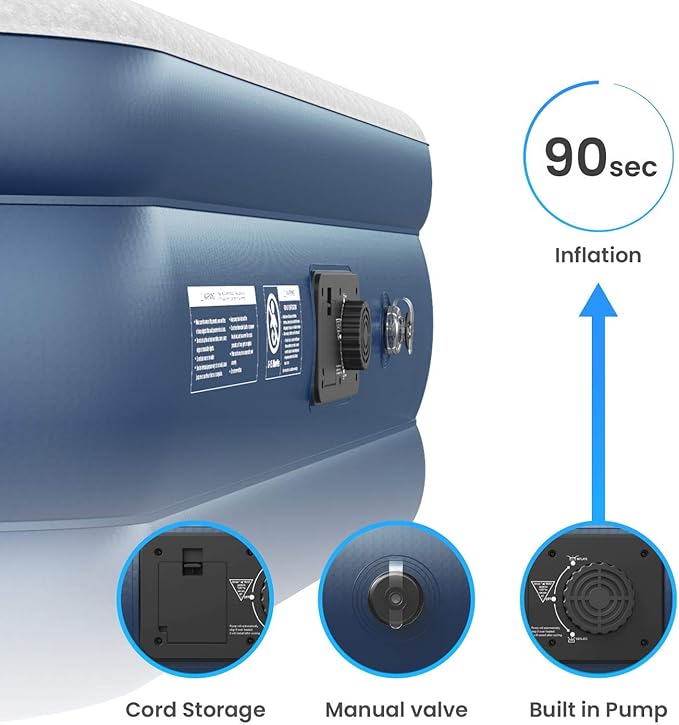 Active Era 20 Twin Air Mattress with Built-in Pump &amp Raised Pillow - Heavy Duty Puncture Resistant Waterproof Blow Up Bed (Pack of 2)