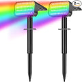 LANSOW Solar Spot Lights Outdoor Color Changing 2 Pack/7 Modes Waterproof Solar Christmas Landscape Spotlights LED Solar Powered Flood Lights for Yard Garden Pathway Outside Halloween Auto ON/Off