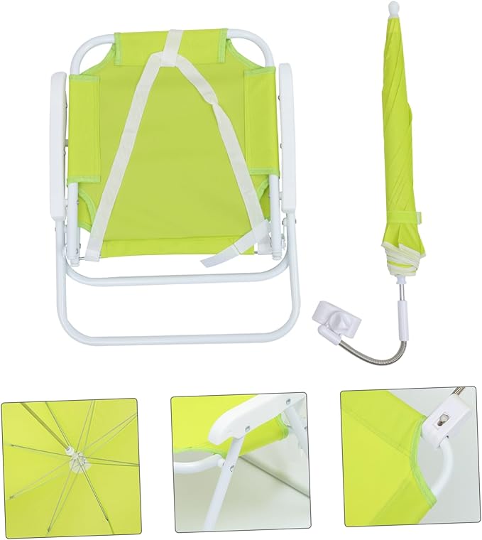 BESPORTBLE 1set Portable Boys and Girls Umbrella Beach Chair Sun Lightweight Ergonomic Lounge Chair for Outdoor Use for Toddlers and Boy Girl Green