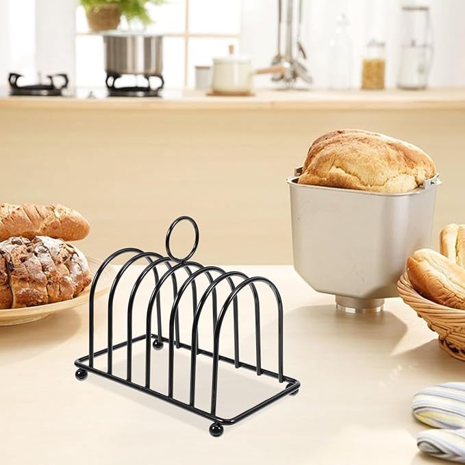 PartyKindom Stainless Steel Multifunctional Bread Rack Toast Holder Rack for Kitchen and Dining Room: Multi-Functional Toast for Sliced Bread and Book Storage Space-Saving