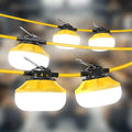 LED Construction String Lights: 50FT IP65 Waterproof ETL Certified Crawl Space Lights - 5000lm 18AWG Wire Linkable Temporary Construction Lighting for attic Lights with 5 Bulbs &amp Hooks