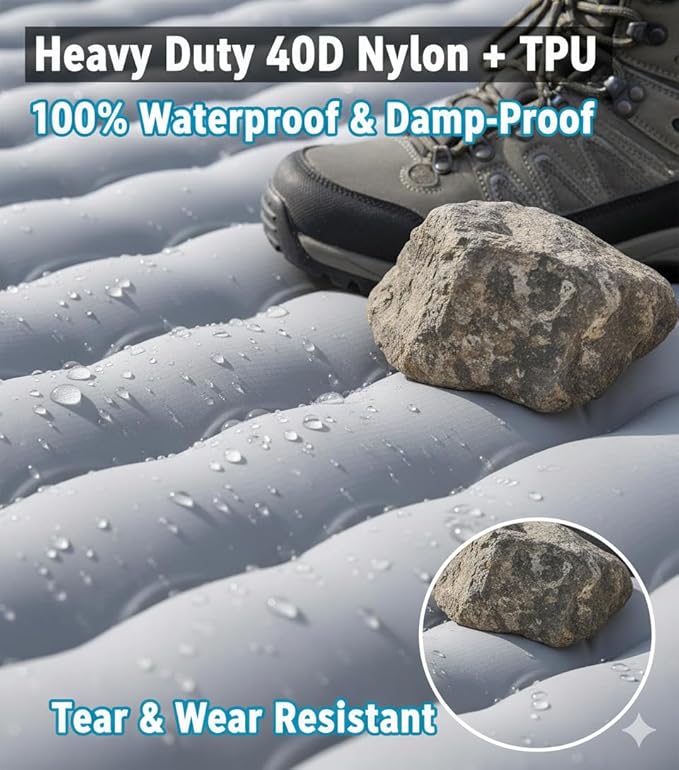 HI FINE CARE Double Camping Pad for 2 Person – Inflatable Sleeping Pad for Tent Camping &amp Backpacking – Lightweight Waterproof &amp Quick Inflation – 4” Thick for Camping Travel &amp Guests