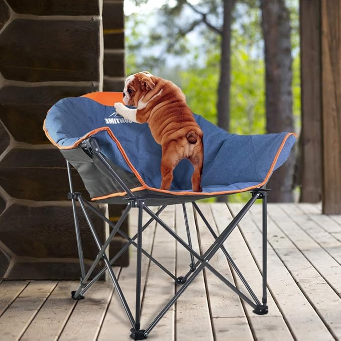 OUTDOOR LIVING SUNTIME Sofa Chair Oversize Padded Moon Leisure Portable Stable Comfortable Folding Chair for Camping Hiking Carry Bag…