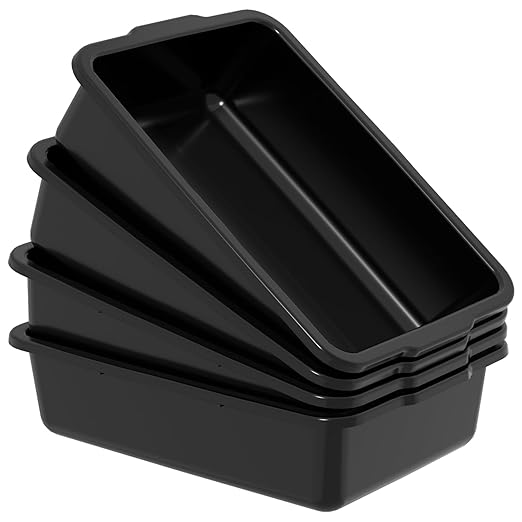 35 L Plastic Large Commercial Bus Tubs Food Service Tubs Black 4 Pack