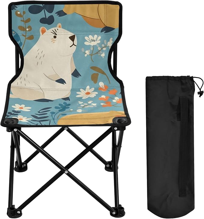 Cute Capybara Portable Camping Chairs Folding Chair - Durable Oxford Fabric Lightweight Iron Frame Easy Fold Design - Ideal for Outdoor Activities Camping Fishing and Travel