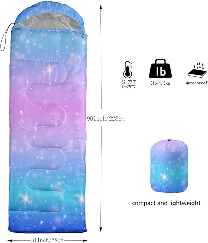 Kids Sleeping Bag for Boys GirlsCheckerboard Cat Print-Lightweight Warm Portable Outdoor Indoor-Waterproof Cold Weather Resistant Sleeping Bag for Camping Hiking