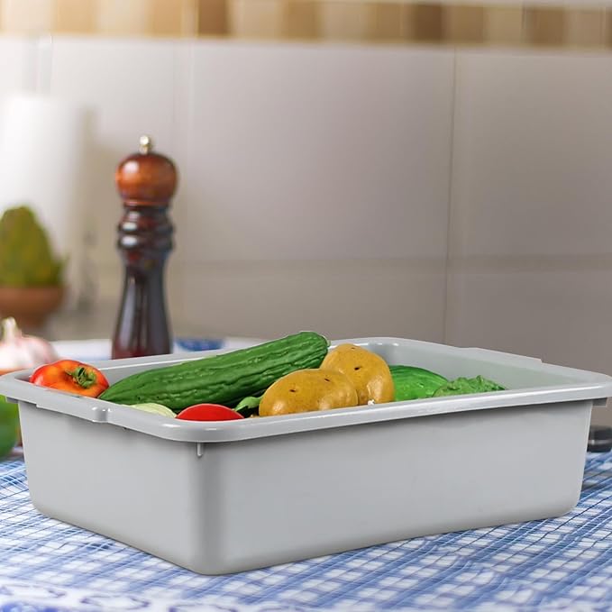 4-Pack 13 L Commercial Bus Tub Box Plastic Dish Pan Tub Grey
