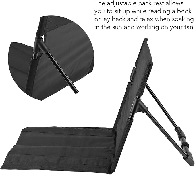 Beach Mat Lounge Chair Outdoors Portable Reclining Beach Mat Chairs Foldable Camping Sand Chairs with Backrest for Adults Include Tote Ideal Tanning Mat for Sunbathing