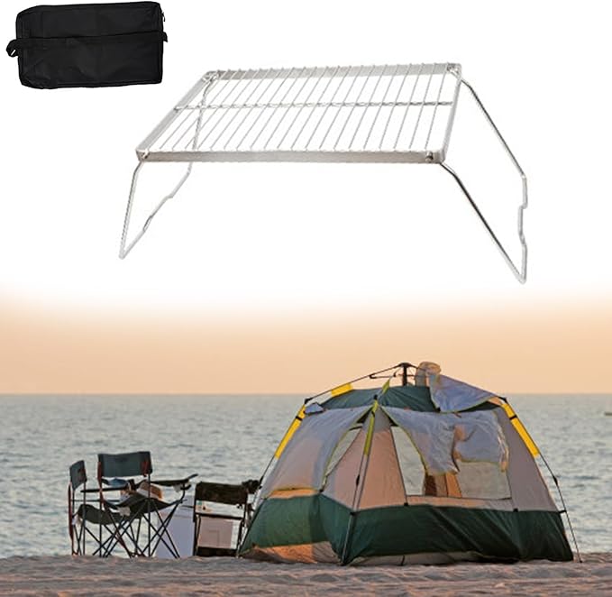 Folding Barbecue Table Stainless Steels Grilling Table With Legs Camping Tables Foldable Camping Equipment Stove Rack