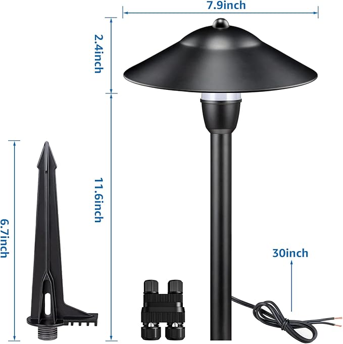 SUNVIE LED Pathway Lights Low Voltage 12-24V 3W Landscape Lighting 3000K Low Voltage Landscape Lights IP65 Waterproof Aluminum Path and Area Light for Outdoor Yard Garden Walkway 2 Pack