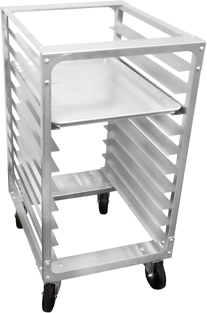 10 Tier Bun Pan Rack Commercial Aluminum Speed Rack With Heavy Duty Plate Casters And Non-Marking Polyolefin Wheels Food Service Sheet Pan Rack