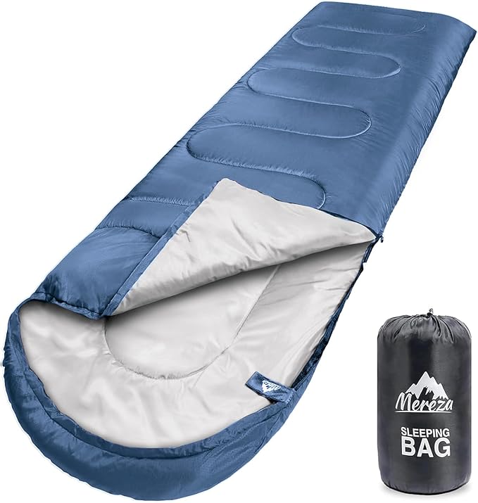 MEREZA Sleeping Bags for Adults Cold Weather Mens Warm Sleeping Bag for Big and Tall Girls Boys with Compression Sack for 3-4 Season Camping Backpacking Hiking