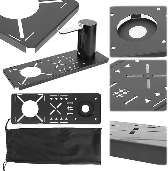 Diydeg Top Board Bridge Table with Electric Water Dispenser Camping Table Board for IGT Series Grill Table Top Plate Outdoor Stove Furnace Board Hiking Accessories (Black)