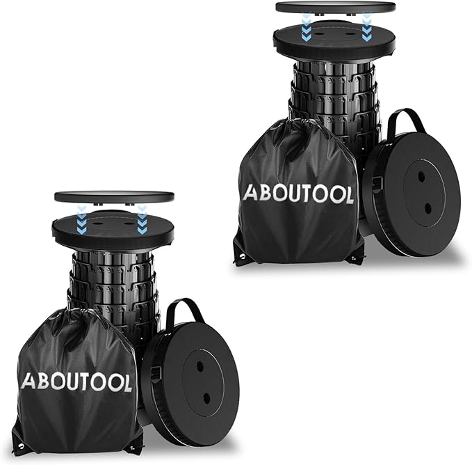 2PCS Upgraded Collapsible Stool with Removable Cushion &amp Waterproof Carry Bag - Portable Folding Stool for Adults Camping Fishing Hiking - Lightweight Yet Sturdy Max 400lbs