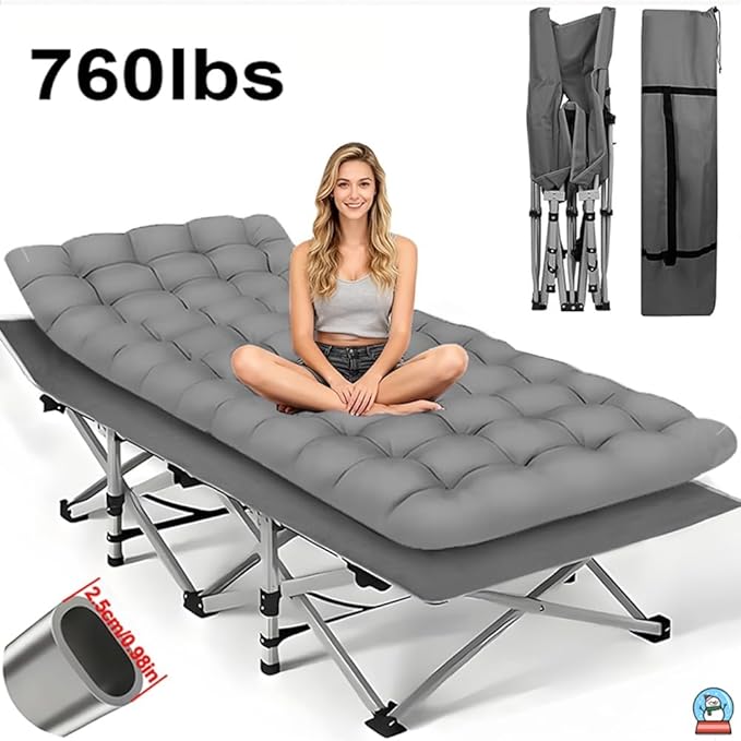 Camping Bed with Mattress Maximum Load Capacity 560-760 pounds can be Used as Travel Equipment Office Lunch Break Beach Vacation and Family Leisure (75in-760lbs)