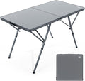 EVER ADVANCED Large Camping Table for 4-6 Person Portable Folding Aluminum Table with Carrying Handle Suitable for BBQ Picnic Camping and Indoor Use Support up to 130LBS Gray