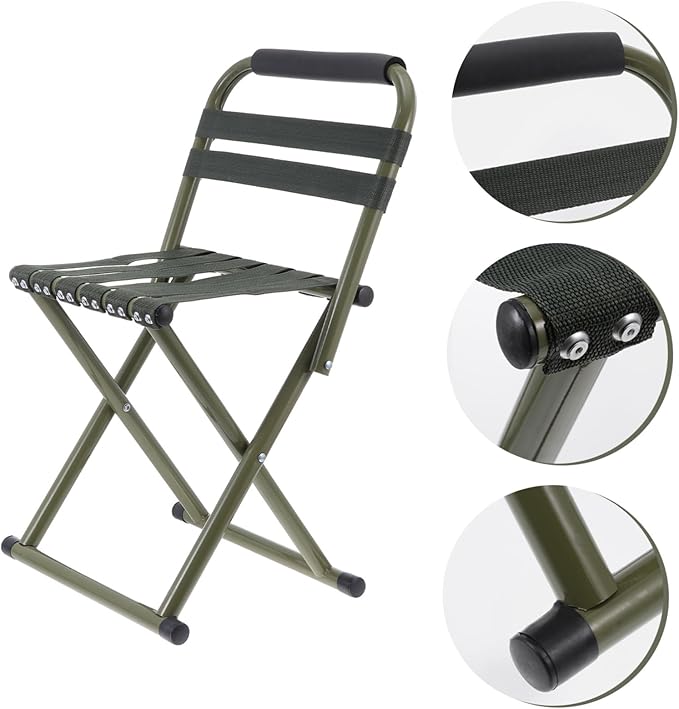1pc Portable Folding Chair for Fishing Camping Outdoor Use Lightweight Breathable Non- Design Green for Support