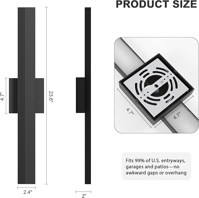 LamQee 23.6 In Aluminum Long Outdoor Wall Light 3000K 1600LM Integrated LED Waterproof IP65 Linear Modern Exterior Lighting Fixtures Wall Mount Outside Sconce for House Porch Patio Garage Front Door