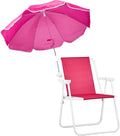 VINGLI Beach Chair with Umbrella Beach Chair with 360°Canopy Shadefor AdultsCamping Chairs for Camping Pool Fishing-Pink