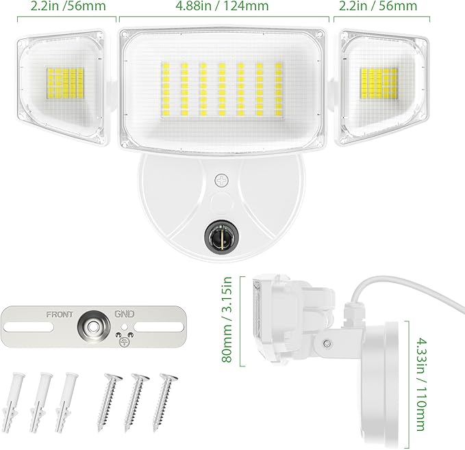 iMaihom 60W Dusk to Dawn Outdoor Lighting 6000LM Plug in Flood Light Outdoor 3 Heads Adjustable Security Lights with Remote Control Photocell SensorIP65 Waterproof LED Fixture for Yard Garage