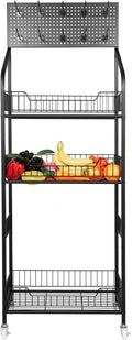 4-Tier Display Rack with Universal Wheels – Retail Display Shelves for Snacks Fruits Vegetables Towels &amp Toys – Mobile Stand Cart for Kitchens Supermarkets and Laundry Rooms