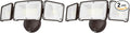 LEPOWER 3500LM Dusk to Dawn LED Security Lights Outdoor 35W Outdoor Flood Light with Photocell 5500K IP65 Waterproof 3 Head Exterior Light for Garage Patio Yard（Brown） (Pack of 2)