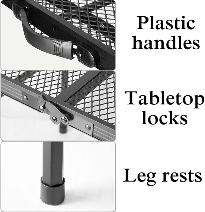 Camping Tables That Fold Up LightweightMetal Portable Grill Table for Outdoor Garden Patio BBQ Party MarketCamping Grill Side Table with 2 Wing Panels70cm/27.5”