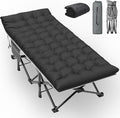 Slendor XXL Camping Cot Extra Wide Sleeping Cot for Adults 79 L x 32 W x 19 H Camping Bed with Mattress Pillow Carry Bag Outdoor Bed for Travel Guest Gray Cot