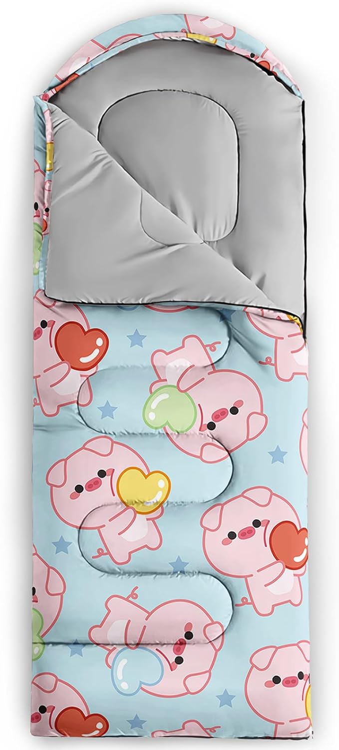 AILONEN Kawaii Panda Sleeping BagsLightweight &amp Waterproof3 Season Warm &amp Cool WeatherDreamy Purple Flower Animal Themed Sleeping Bags for BoysGirlsKidsAdults TravellingOutdoors
