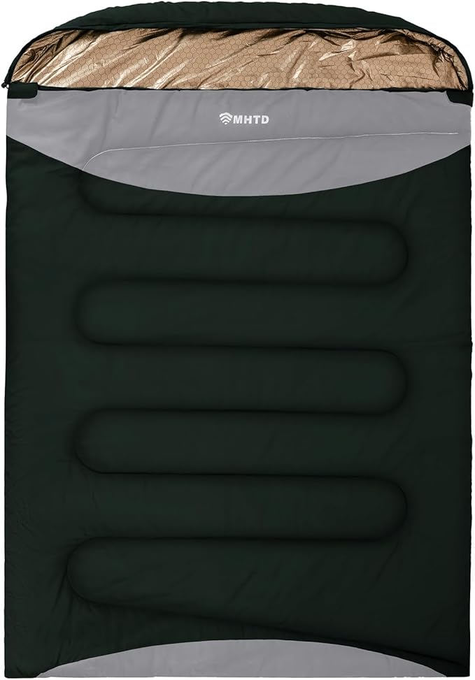 Double Sleeping Bag for Adults Cold Weather 0 Degrees Heavy Duty Two Person Sleeping Bag for Camping Cotton Canvas YKK Zipper Portable