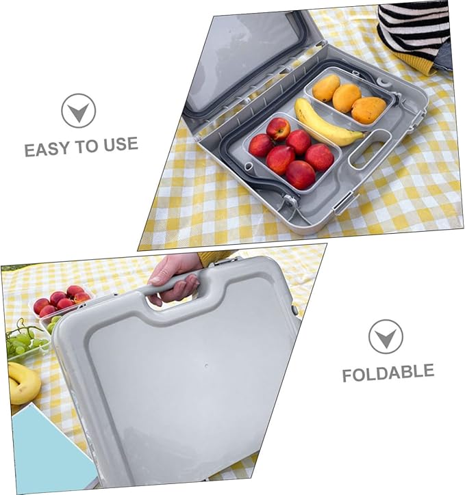Portable Folding Table for Outdoor Use Lightweight Camping Table Easy to Carry for Bbqs Beach and Hiking Activities Compact Design Light Grey