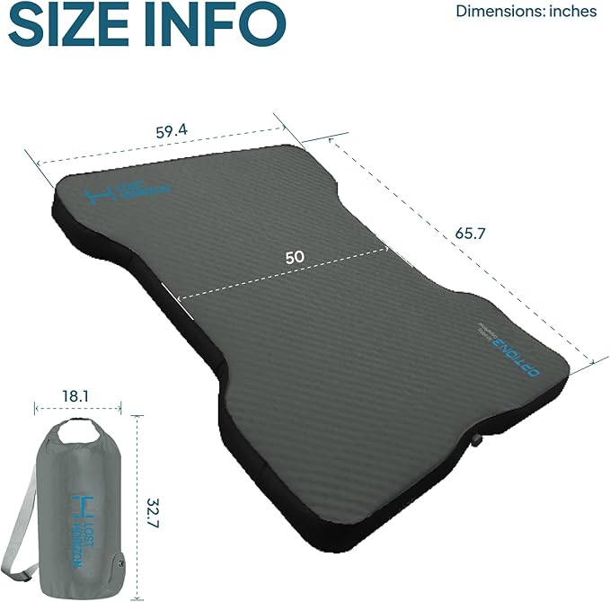 LOSTHORIZON Truck Bed Camping Air Mattress with Foam Self Inflating Sleeping Pad for Full Size 5.5-5.8FT with Pump Sack 4.5 Thick