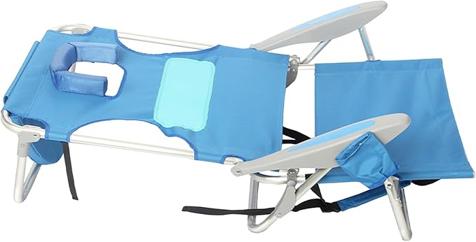 Ostrich Lightweight Ladies Comfort On-Your-Back Outdoor Backpack Beach Chair w/5 Adjustable Positions Carry Straps &amp Cup Holder Blue (4 Pack)