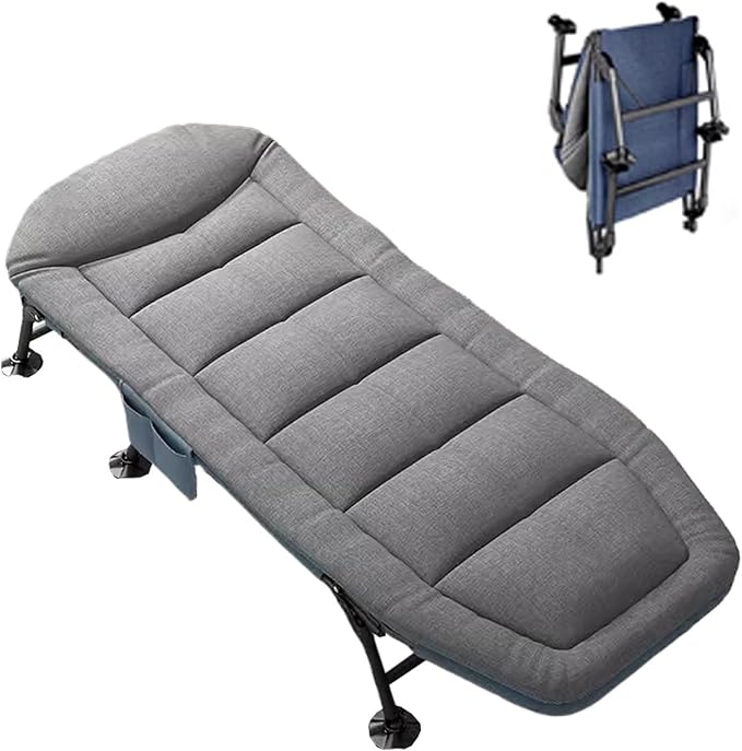 Portable Folding Adult BedAdult Folding Bed Portable Bed for Adults XXL Stable Support Comfortable Headrest High Elastic Sponge Camping Cot for Home Outdoor Travel(200 * 70CM)