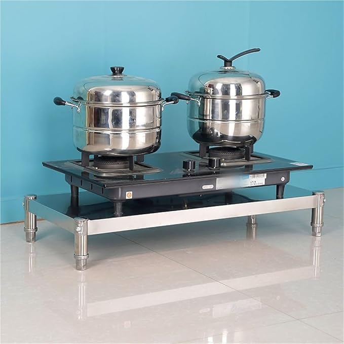 Stainless Steel Floor Riser with Adjustable Feet Heavy Duty Dunnage Rack Commercial Metal Stand Pedestal for Restaurants Kitchens Garages(35.4x11.8x5.9in)