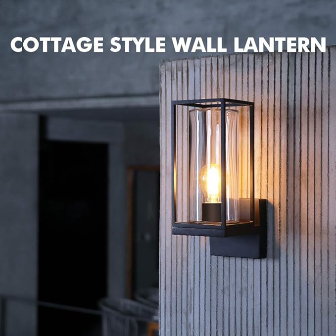 LUTEC Flair 5288801012 Outdoor LED Wall Sconce Matte Black Porch Light Fixtures Outdoor Coach Light with Clear Glass Shade Exterior Light Fixtures Wall Mount