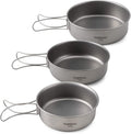 Titanium Bowls 3pcs Titanium Bowls Set Ultralight Titanium Dinner Bowl Pan with Foldable Handles for Outdoor Camping Hiking Picnic