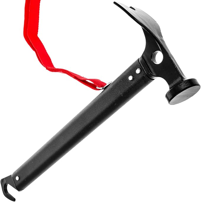 ASR Outdoor 13oz Carbon Steel Camping Hammer with Tent Stake Puller Hand Tool 12 Inch