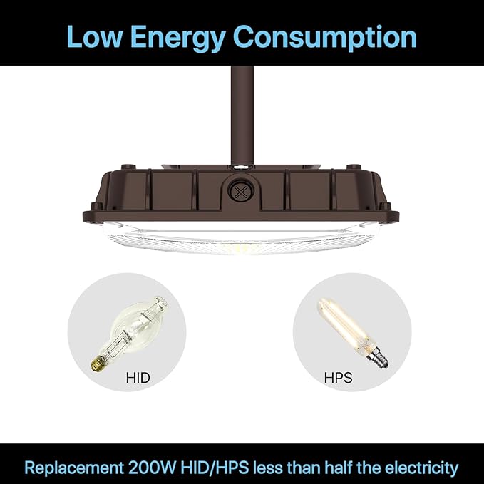 HYPERLITE LED Canopy Light 45W: 6300LM 5000K Daylight - 120-277V LED Canopy Lights Outdoor IP65 Waterproof for Workshop Carport Entrance - 2 Pack
