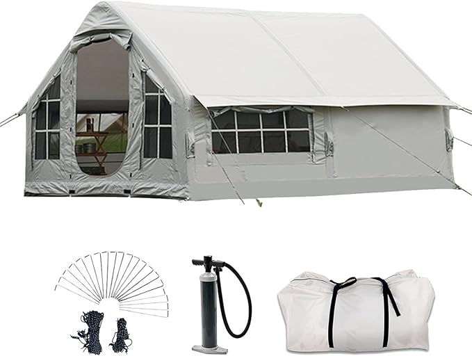 Inflatable Tent with Pump 6-10 Person Instant Glamping Camping Tents House Easy Setup Blow Up Family Tents for 4 Seasons Waterproof Inflatable Tent for Camping