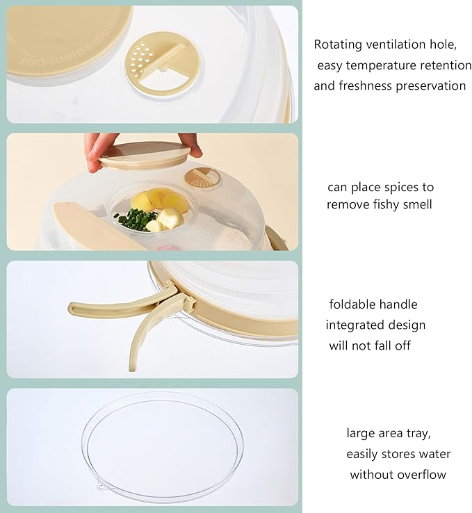 Space Saving Foldable Microwave Cover and Raised Handle Heatproof Steaming Protections Lid for Food Nonflammable Splatter Cover Compressible Food Cover