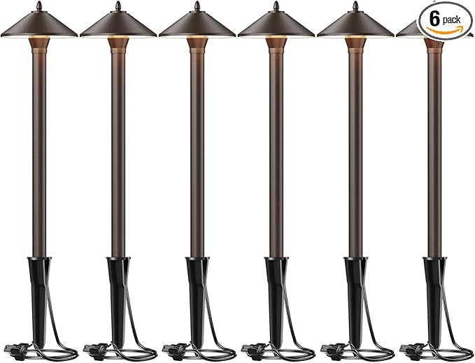 Malibu Low Voltage Pathway Lights 10W Pro Style Halogen Landscape Lighting 6Pack 2700K Warm White Path Light 12V AC Bronze Outdoor Walkway Lights for Yard Garden 8308-9103