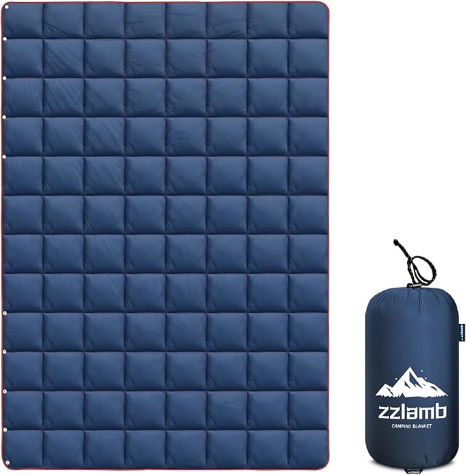 zzlamb Camping Blanket Compact Lightweight Soft Puffy Blanket Water-Repellent Packable Warm Quilt Down Alternative Picnic Hiking Backpacking Beach Travel RV Airplane Couch Car