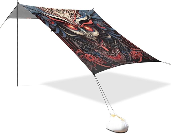 Beach Tent Sun Shelter Red Robot Owl Lightweight &amp Easy Setup Beach Shade Canopy for Camping Fishing