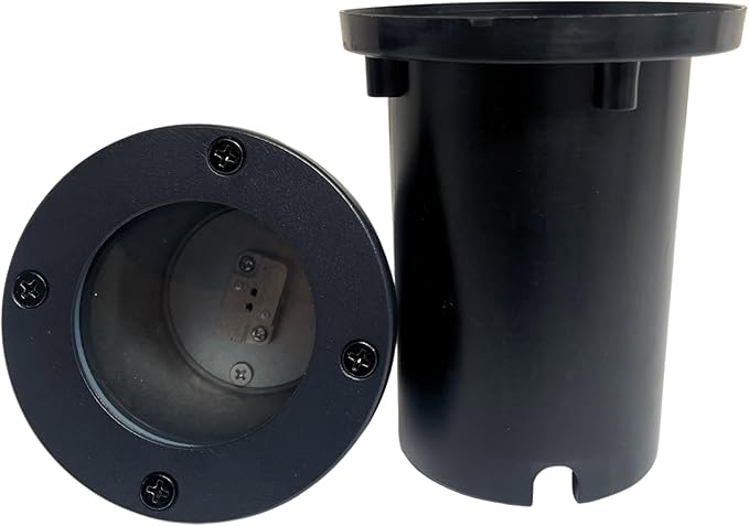 Top Notch In-Ground Well Light Fixture with Plastic Cover Black Finish Halogen and LED Bulb Compatible Outdoor Landscape Lighting (4 Pack)